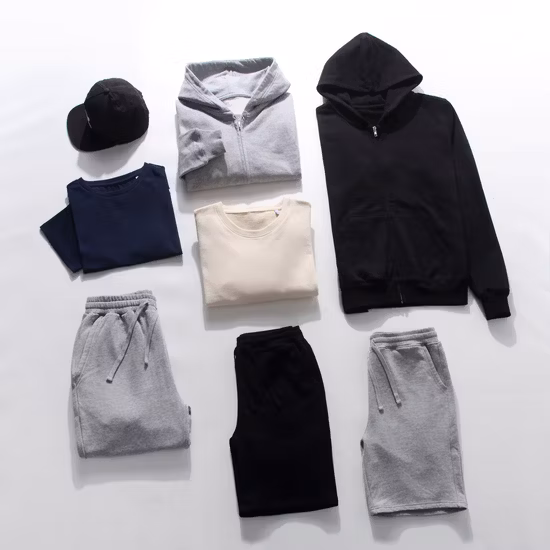 Vestuário de ginástica de marca própria Moda Treino Respirável Roupas de ginástica Correndo Tecidos Dri-Fit Personalizados para Ioga Tamanho Grande Moda Esportes Masculino Moletons com Capuz