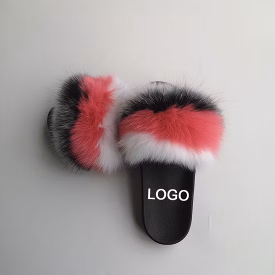 Chinelos de dedo do pé abertos personalizados macios e aconchegantes de pelúcia com forro de pele felpuda