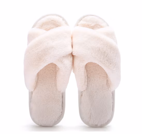 Chinelos de dedo do pé abertos personalizados macios e aconchegantes para uso interno de pelúcia de pele felpuda